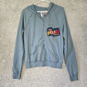 The Police Womens Zip Up Hoodie Blue Graphic 2007 Tour USA Limited Size‎ L
